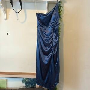 Blue Satin Prom Dress